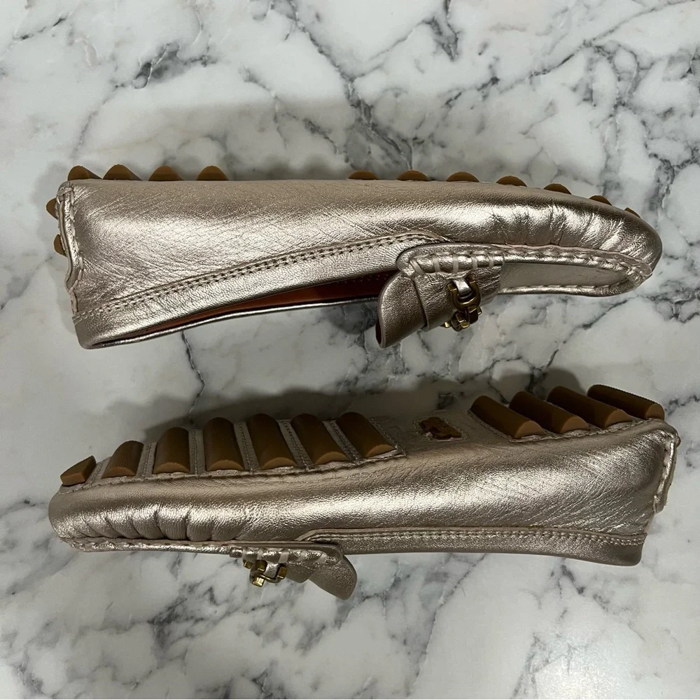 COACH Crosby driver loafers metallic flats equestrian preppy old money size 5 B